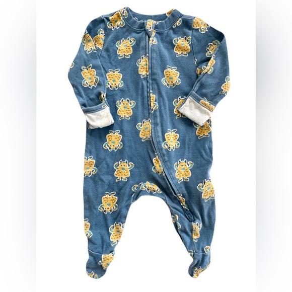 Old Navy Blue and Yellow Monster Footed Sleeper - Picture 1 of 1
